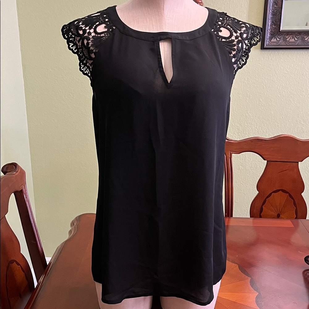 Express Black Lace Cap Sleeve Blouse